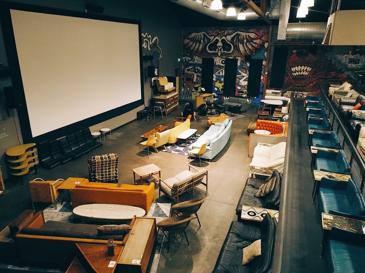 Aerial view of The New Parkway Theater exterior