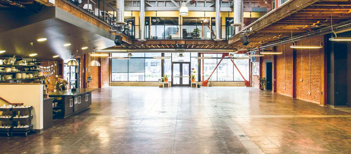 Oakstop Broadway Event Hall interior with stage and seating